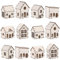 Hiboom 12 Stück DIY Weihnachtsdorf Sets Holz Dorfhäuser für Kinder Erwachsene Weihnachten Mini Holzhaus Handwerk Geschenk für Winter Xmas Party Dekorationen
