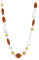 FULU AUTUMN Long Collier de Perles en Pierre pour Femmes Collier de Chaîne en Argent avec Cristaux de Verre Bijoux de Mode Cadeau Noël pour Maman(07-Camel brown)