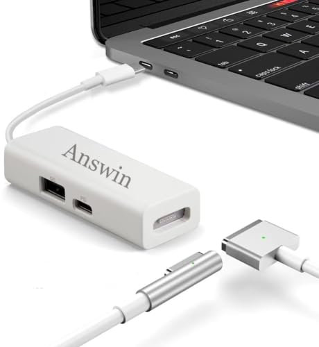 Mag-Safe to USB C Adapter 3-in-1 Mag-Safe 1 & 2 Adapter & USB C PD & QC USB (Charing Only) for iPhone 15 Series, M1/M2 MacBook, MacBook Air and More USB-C Devices