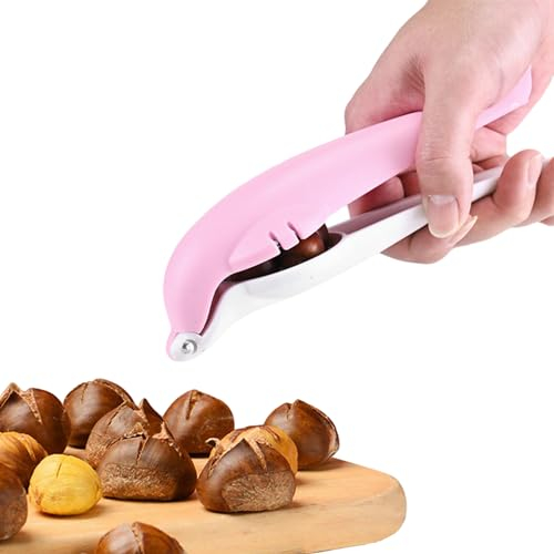 Chestnut Opener, TJ POP Dolphin Shape Chestnut Cracker, Stainless Steel Chestnut Cutter Tool for Kitchen, Hand Tools Nut Clip Peeler, Pink