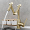 Topffüller-Wasserhahn, klappbarer Küchenarmatur aus Messing mit drei Gelenk-Schwenkarmen, Einloch-Küchenspülen-Wasserhahn für Deckmontage, Einhebelmischer für kalte und warme Küche, gebürstetes Gold