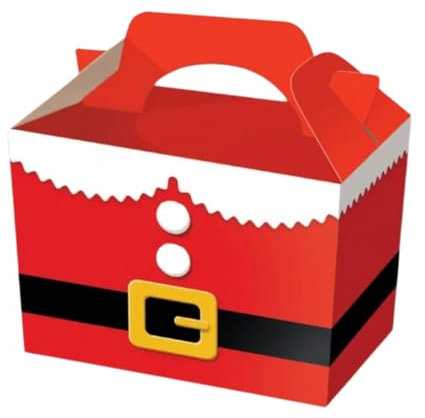 Playlearn Pack of 50 Christmas Lunch Party Boxes for Kids Xmas Party Favor - Ideal for Christmas Candy Bags Sweet Bags - Cardboard Lunch Boxes for Kids Party
