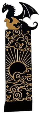 Luckxing Drachen Lesezeichen Schwarz Gold Cool Dragon Bookmark Mit Sonne Und Wolken, Tier Lesezeichen, Buchmarker Bücherregal Dekoration Für Buchliebhaber, Freunde, Familien Und Lesebegeisterte