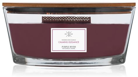 Purple River Candle Duftkerze im Glas mit Deckel | Calming Elegance | Duftkerze Kaschmir | Duftkerze Holzdocht | Kerze im Glas | Raumduft für Zuhause