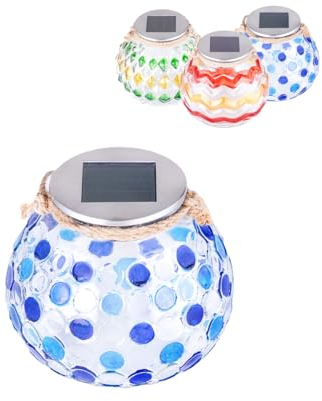 KAJAGU XXL Solarbetriebene Mosaiklampe Garten Solar Mosaik Solarleuchte außen Tischleuchte dekorative Solarlampe Mosaik elegante Außenbeleuchtung outdoor Frühling Sommer Garten Lampe (blau/türkis)