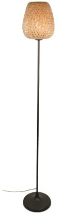 Alpinaluz Lampadaire avec abat-jour en osier bambou, culot E27, design moderne nordique rustique pour salon, chambre, lecture, F001-BK