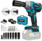 Gisam Brushless Impact Wrench, 650N Impact Gun 1/2 Inch, Electric Wrench High Torque 3-in-1, 2x4.0Ah Battery, Power Wrench Set (7 Sockets, 5 Drills, 6 Screws, 1 Changeover Heads) for Car Wheel Garage