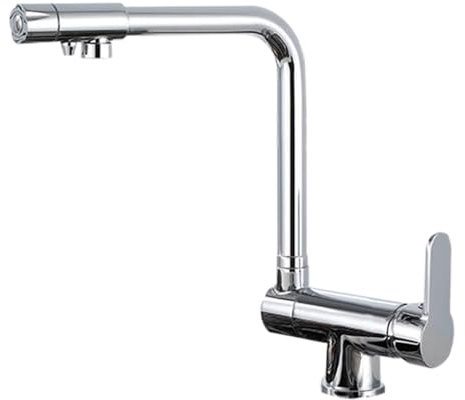Vorfenster Küchenarmatur Klappbar Wasserhahn Küche 3 Wege Schwenkbar 2 Ausläufe Messing Trinkwasserhahn Küche-Chrom
