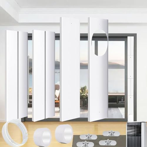 JIANZHENKEJI Sliding Door Air Conditioner Kit Door Seal for 15cm Diameter Duct Hose, Universal AC Sliding Door Vent Kit Max Adjustable Length 228cm for Mobile Air Conditioner and Tumble Dryer(15cm)