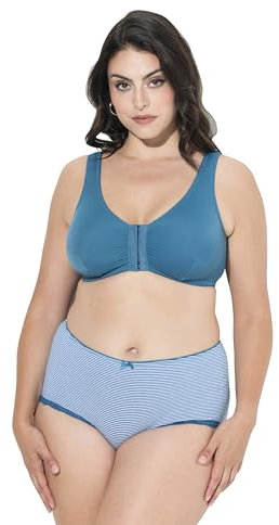 Ulla Popken Damen Bustier, Vorderverschluss, C/D Cup, E/F Cup BH, Saphir, 95D EU