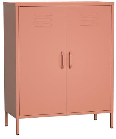 STEELSØN Kommode Atria, Sideboard für Wohnzimmer, Metall Kommode mit Doppeltür, Metallschrank, Mehrzweckschrank rostrot Maße 100x80x38 cm