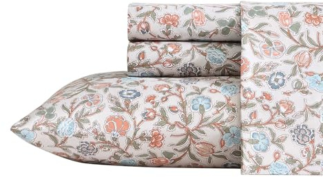 Wrangler Bettwäsche-Set für Doppelbett, seidiges und leichtes Bettwäsche-Set, Florale Heimdekoration, Öko-Tex-Zertifiziert (Westward Floral Beige, Twin)