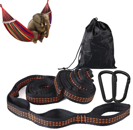 Gfamous 2 Stück Outdoor Schaukel Befestigung,Hängematte Seil Baum,Hängematte Befestigungs,2 Meter lang, mit 2 Karabinerhaken und 1 Aufbewahrungstasche,bis 500 kg pro Aufhäung, für Outdoor Reise