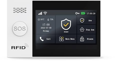 HUXGO® Bedienfeld der Alarmanlage HXA007 4G mit WiFi und GSM 4G LTE Modul | Farb-Touchscreen, Steuerung per Tuya Smart App, SMS und Anruf, SOS-Notfallfunktion