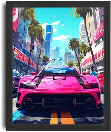 GTA VI Vice City Poster GTA Wall Art For Gaming Room GTA Print Gamer Gift Poster A4 - Décoration murale inspirante et motivante pour la vie quotidienne Citation encourageante de phrases courtes célèb