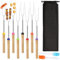Marshmallow Toasting Forks 8 Pcs Barbecue Forks Smores Kit with Silicone Grill Brushes,Extendable Fork with Birch Handle Extendable U Shape Fork for Barbecue Camping Picnic(31-81cm)
