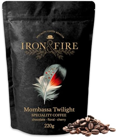 220g Mombasa Twilight Speciality Blend Whole Beans - Medium Roast, Great Taste Award-Winning Single-Origin Kenyan Coffee with Full-Bodied Chocolate, Floral & Berry Notes - IRON & FIRE