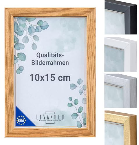 levandeo Bilderrahmen Echtholz Made in EU 10x15 Natur mit Glasscheibe Portrait Fotorahmen Holz Kiefernholz Picture Frame