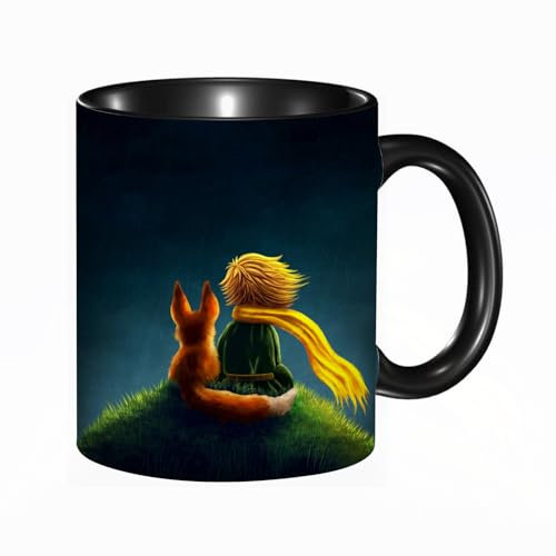 reyawdf Original Tasse mit lustigem Design,Der kleine Prinz und der Fuchs schauen in den Himmel,330ml, für Kaffee- und Teeliebhaber, als Geschenk für Weihnachten, Geburtstag und mehr
