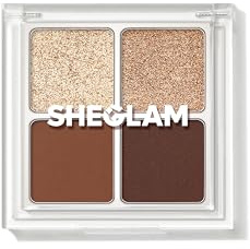SHEGLAM Cosmic Crystal Eyeshadow Quad 4-Color Matte Glitter Eyeshadow Palette Rose Gold Warm Peach Brown Long Lasting Ultra Pigmented Smooth Blendable Eyeshadow-Higher Self