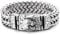 COOLSTEELANDBEYOND Herren Edelstahl WolfKopf Armband, Große Franco Link Panzerkette, Strukturierte Schuppe Verschluss, Gotischen Wikinger