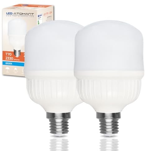 LED ATOMANT 2x Bombilla LED E27 T70 22W Color Luz Fria 2330lm | Color Blanco Frio 6500K