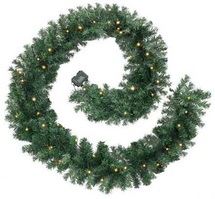 YOHAYO Guirnalda Navideña con Luces 2.7M 50 Leds Decoración para Puertas, Paredes, Chimenea, Interior/Exterior Flexible a Pilas Blanco Cálido