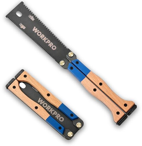 WORKPRO Vikbar japansk dragsåg, 165 mm dubbelkantad SK5 handsåg