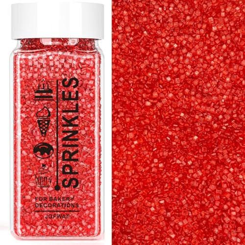 JGFWAT Streusel,100g Zuckerkristalle,Essbare Streusel, Backkuchen Dekorationen, Eis Toppings und Cookie Dekoration, Hochzeit Geburtstagsparty Halloween Chirstmas Zubehör (Rot)