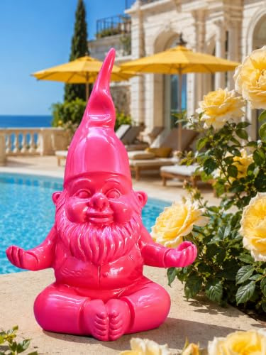 Pommerntraum ®| GartenDeko WohnDeko Yoga-Zwerg Gartenzwerg Yoga Sport Zwerg | Dekorationsfigur Yogafigur Zen-Zwerg Pilates Sportübung Achtsamkeit Meditation Chakra Namaste Wichtel Gnom (Pinker Yogazwerg)