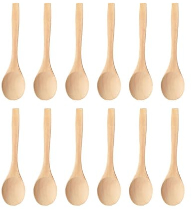 YIXANNX Cuillères à Soupe durables, cuillère de Table résistante pour aux Hautes températures, Outils de Cuisine en Bois, cuillère à Soupe Naturelle 12 pièces, Bois Bambou Jaune