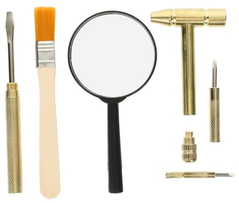 Ausgrabungswerkzeug Set Dinosaurier Archäologie Kinder Metallhammer Meißel Holzbürste Lupe für Edelsteine Fossilien Bergbau Spielzeug Profi Paläontologie Ausgrabungsset Metall