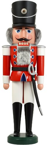 Seiffener Volkskunst Nussknacker Husar rot, 60 cm hoch, original Erzgebirge