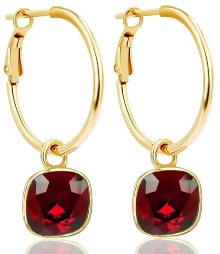 Gold Creolen Charm Anhänger Markenkristalle Ohrringe 925 Sterling NOBEL SCHMUCK