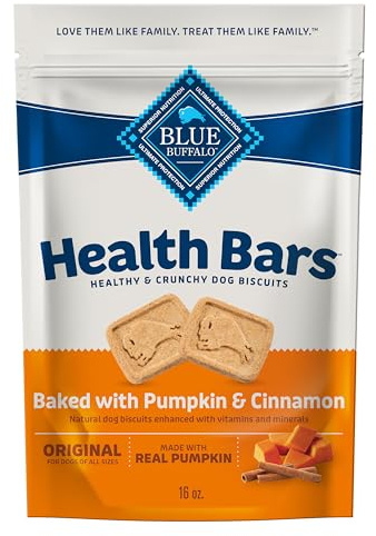 Blue Buffalo Health Bars Crunchy Dog Biscuits, Oven-Baked with Natural Ingredients, Pumpkin & Cinnamon, 16-oz Bag
