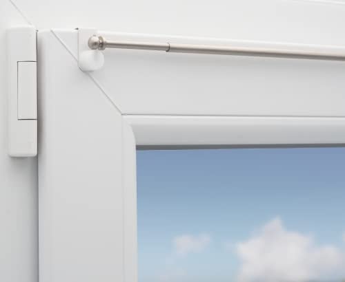 Gardinenstange Eleganz ausziehbar Messing (Nickel matt) für Fensterdicke 15-20mm (80-120cm ausziehbar)