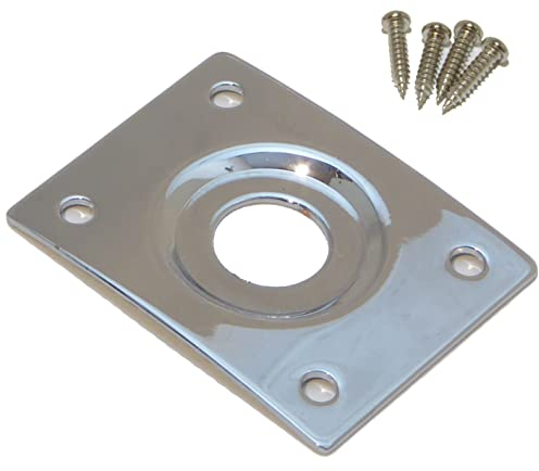 Recessed guitar jack plate in chrome, LP type inc screws
