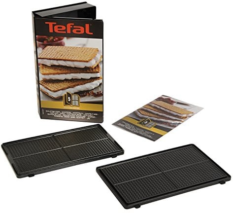 Tefal XA8005 Snack Collection Platte Waffeln/Gaufrettes Nummer 5| passend für Tefal SW85XX Snack Collection | Inklusive Rezeptbuch |praktische Aufbewahrungs-Box | Schwarz