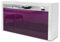 Vladon Sideboard Valencia, Made in Germany, Kommode mit 3 Türen und 1 offenem Fach, Weiß matt/Brombeer Hochglanz/Weiß Hochglanz (155 x 92 x 40 cm)