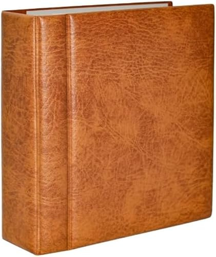 SAFE Compact Universal-Ringbinder aus braunem Kunstleder | Gefütterter Luxus-Ringbinder mit 4-Ring-Mechanik und Patent-Klemmvorrichtung, ohne Inhalt.