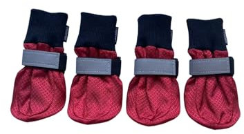 LONSUNEER Winterstiefel, Pfotenschutz, wasserdicht, weiche Sohle und rutschfest, 4 Stück, Farbe: Rot, Größe S