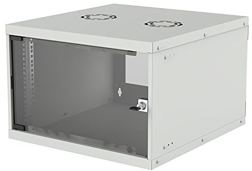 kab24® Basic Line Netzwerkschrank Serverschrank Wandhehäuse Netzwerk Wandschrank Wandverteiler SOHO Schrank grau 19 Zoll 6 HE H:35,3 x B:54 x T:40cm