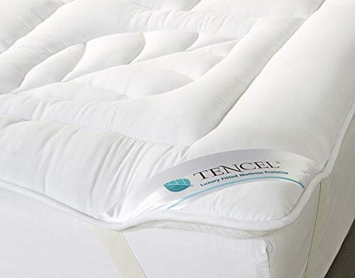 MITRE Luxus Tencel Matratzenauflage Polyester Microfaser-Bezug Gesteppt weiß, Double. 135(W) x 190(L) cm