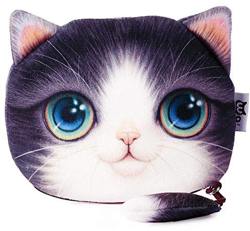 Aofocy Durable Femmes Filles Femmes Drôle Chat Visage Doux Porte-monnaie Zipper Portefeuilles Violet