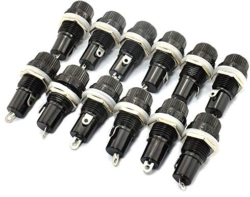 RuiLing 12pcs 5x20mm Fuse Holder Black Insurance Tube Socket Screw Cap Case for Glass Tube Fuse Panel Mount