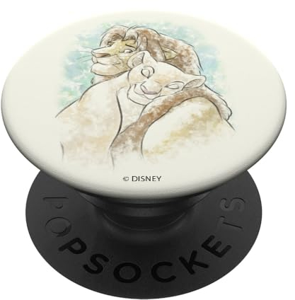 PopSockets Disney The Lion King Simba Nala Snuggle Hug Watercolor PopSockets PopGrip: Ausziehbarer Sockel und Griff für Handys/Tablets mit Tauschbarem Top