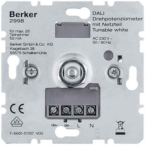 DALI Drehpotenziometer Tunable wh m.Netzt. 2998 4011334510093 Berker