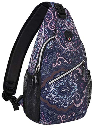 MOSISO Sling Rucksack, Reisen Wandern Tagesrucksack Daypack Muster Seil Crossbody Umhängetasche, Marineblau Basis Totem Texture