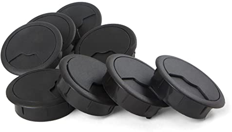 LouMaxx Kabeldurchführung Schreibtisch schwarz – 8er Set Kabeldurchlass 60mm Ø - Tisch Kabel Durchführungen aus stabilem Kunststoff - passgenaue Kabellochabdeckung mit stabiler Tisch Kabeldurchführung