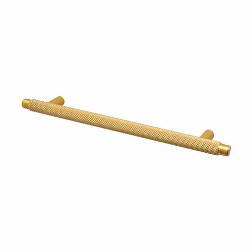 Decoranddecor Aurelia - Round Knurled Cupboard Handles | T-Bar Cabinet Handles | Kitchen Cupboard Pulls | Furniture Knobs - Gold - 160mm Hole Centre Distance
